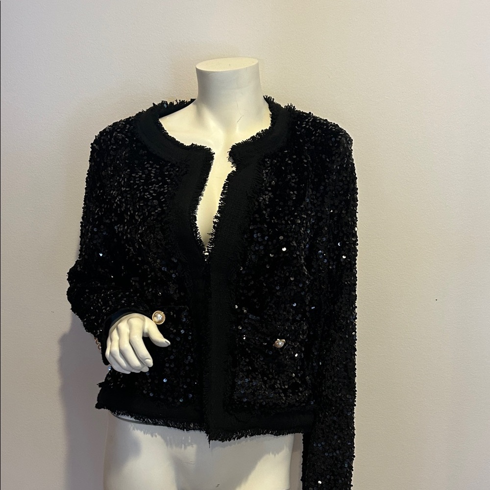 Black sequin jacket new with tags